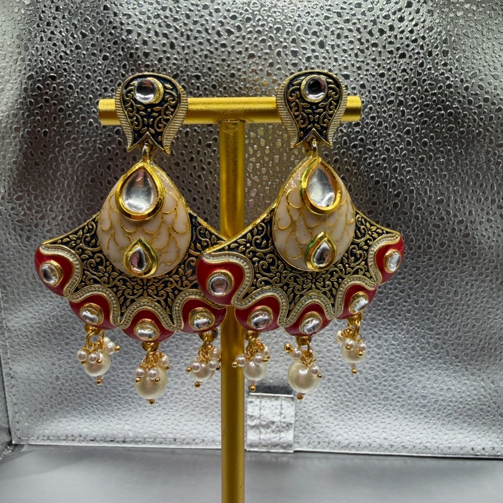Pink, Blue and Red Chandelier Earrings
